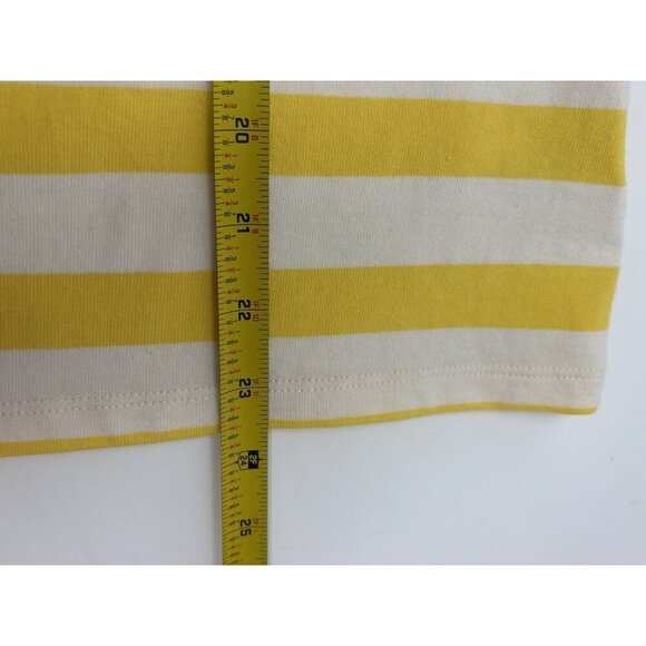 Talbots Women's Medium Yellow Striped Top Shirt Boat Neck Long Sleeve Bow - Picture 9 of 10